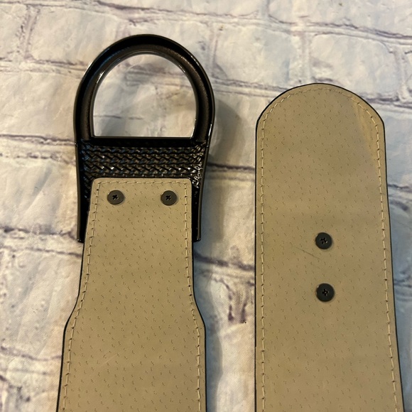 BLACK STRETCH EMBOSSED BUCKLE GUNMETAL WIDE BELT - Picture 7 of 11